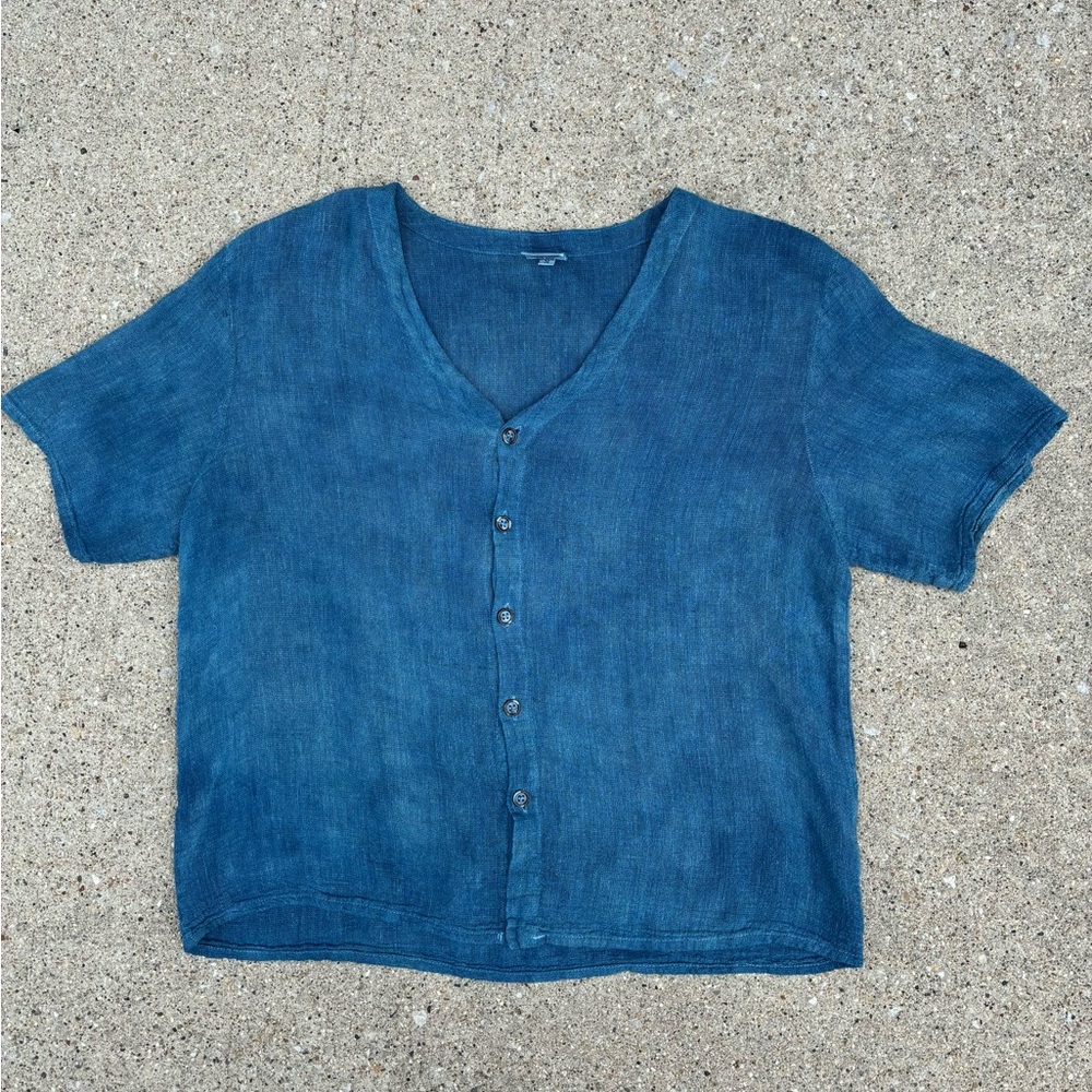 CP Shades indigo overdye flax button up small